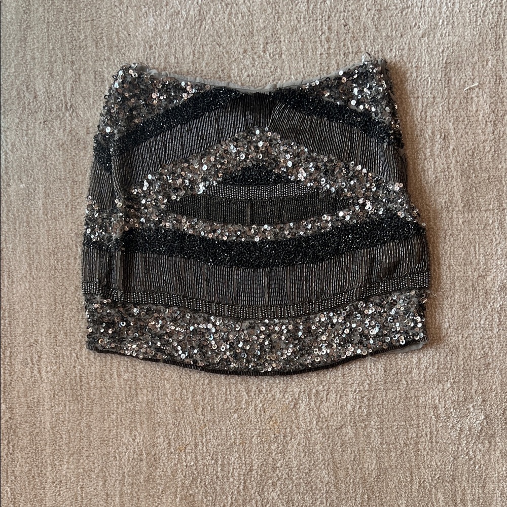 Black Sequin Beaded Zara Mini Skirt